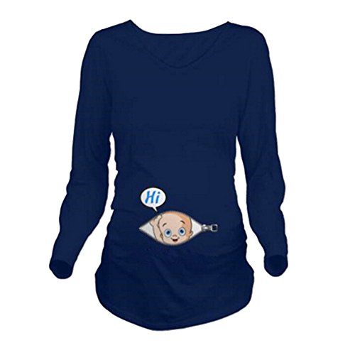Q.KIM Camiseta Divertido Estampada de Sin Mangas/Manga Corta/Manga Larga premamá para Mujer Embarazo Lactancia T-Shirt-Hi Serie