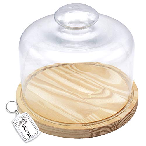 Quesera Redonda con Tapa de Cristal – Caja Queso Base de Madera – Ideal para Conservar Frescos Tus Quesos - Diámetro Ø 17cm