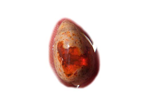 RASIYO Mexican Fire Opal Cabochon, Rare Semiprecious Mexican Fire Opal Gemstone, 15x9x6mm Pear Shape K-14478