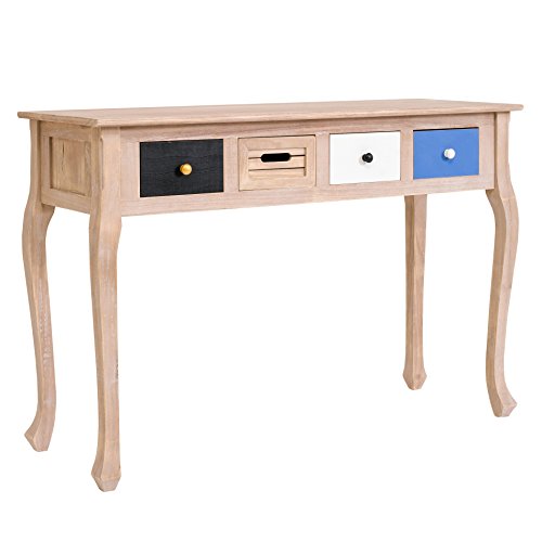 Rebecca Mobili Consola Escritorio 4 Cajones Madera Paulownia Marrón Blanco Negro BLU Shabby Vintage Ingreso Salón (Cod. RE4141) Rebecca Mobili Consola Escritorio 4 Cajones Madera Paulownia Marrón Blanco Negro BLU Shabby Vintage Ingreso Salón (Cod. RE4141)