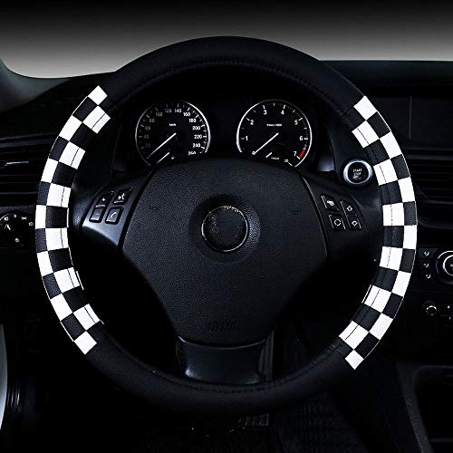 Rejilla de Cubierta del volante del automóvil de cuero de microfibra estilo unisex estilo universal 38 cm blanco