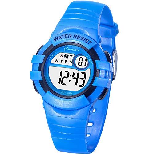 Reloj Digital Deportivo para Niños, Reloj de Pulsera Niña Multifunción con Pantalla LED Impermeable para Niños, Niñas Reloj Infantil Aprendizaje para Niños 4-15 Años (Azul)