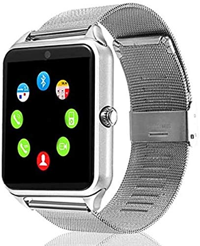 Reloj inteligente con tarjeta SIM, monitor de actividad, contador de calorías, ranura para mensajes de empuje, conectividad Bluetooth, Android, iOS, plata