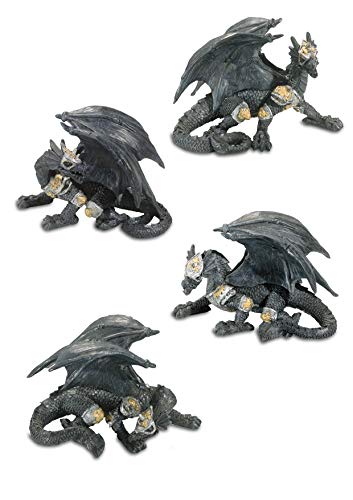 Reproduction Heroic Fantasy - Juego de 4 dragones guerreros (2/10/6 cm)