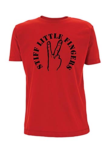 Rígido Little Dedos Camiseta clásica Remake of Jake Burns de los años 70 80 Rock Indie Music Rojo rosso M