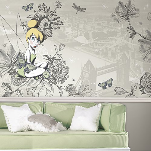 RoomMates Disney Fairies – Mural de pared extraíble vintage Campanilla – 3,2 m x 1,8 m