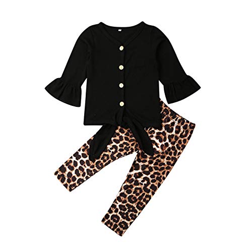 Ropa de niña de manga larga para niños pequeños y niñas conjunto de ropa de primavera y otoño - negro - 12-24 meses Ropa de niña de manga larga para niños pequeños y niñas conjunto de ropa de primavera y otoño - negro - 12-24 meses