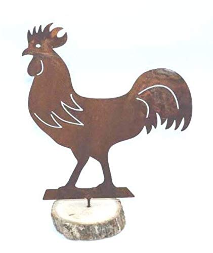 Rostalgie Gallo Oxidado con Tornillo para Madera, 20 x 17,5 cm, decoración de jardín