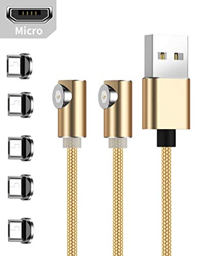 Ruibo Sike Cable de carga magnético USB en forma de L de 90 grados (micro USB, dorado)