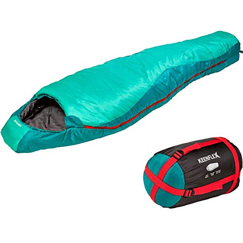 Saco de dormir KeenFlex tipo momia para 3-4 estaciones extra cálido y ligero, compacto, resistente al agua y con control de calor avanzado – ideal para festivales o hacer camping (Verde) Saco de dormir KeenFlex tipo momia para 3-4 estaciones extra cálido y ligero, compacto, resistente al agua y con control de calor avanzado – ideal para festivales o hacer camping (Verde)