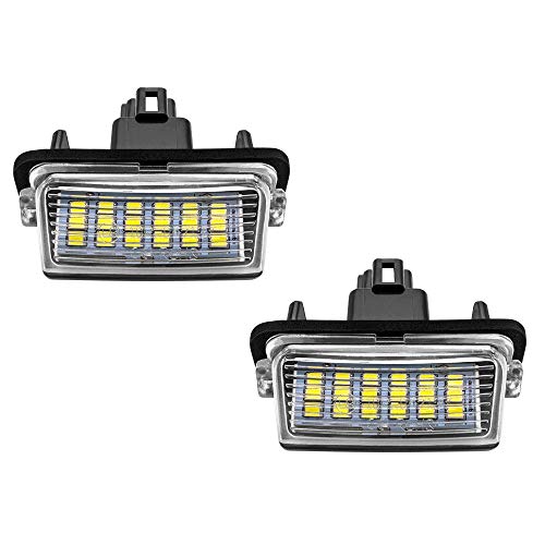 Safego Luz de matrícula LED para Coche Lámpara Número Placa Luces 2835 SMD 6000K Xenón Blanco para TO-YO-TA CAMRY COROLLA PRIUS RACTIS YARIS etc, 2 Piezas, 1 año de Garantía