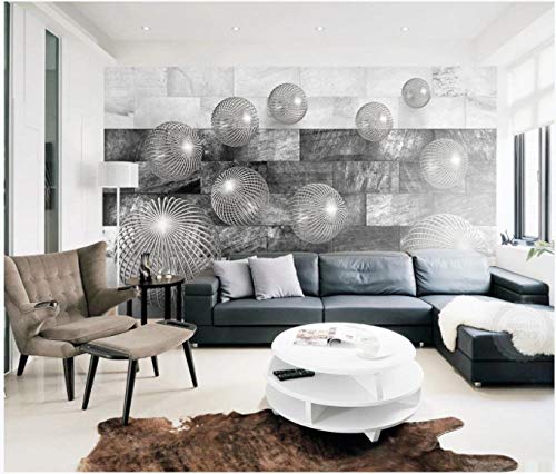 Sala de estar wallpaper3d estéreo esfera de metal abstracto espacio creativo TV pared de fondo-355X225CM
