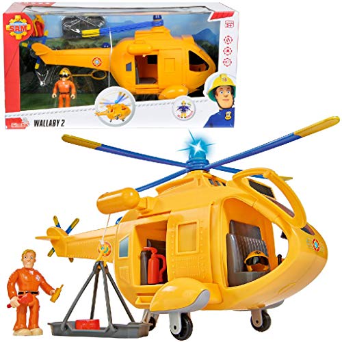 Sam el bombero - Helicóptero Wallaby con Figura, 34 cm (Simba 9251002)
