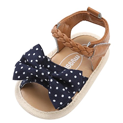 Sandalias niñas Xinantime Zapatos bebés de Verano para niñas Chica Sandalias con cinturón Tejido bebé Sneaker Zapatillas Planas Bowknot Zapatos Princesa Calzado (12-18 Meses, Azul Real)