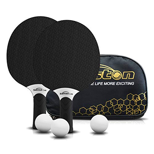 Senston Juego de Raquetas de Tenis de Mesa, Bates de Tenis de Mesa Profesionales con 3 Pelotas, Juego de Palas de Ping Pong de Goma compuesta