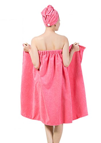 Serviette de bain Chapeau de sèche Cheveux microfibre sèche rapidement cheveux Serviette enroulee de bonnet de bain Robe de chambre 2 pour 1 Lot de Bonnet de bain et serviette de bain Femme