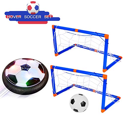 Shayson Porterias de Futbol para niños-Juego Deportivo para niños-Air Power Soccer Ball con Luces LED, Juguetes para niños, entrenando fútbol al Aire Libre en Interiores con 2 Puertas