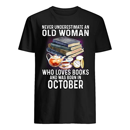 ShingoC Ltd una vieja mujer ama libros fue nacido en octubre camiseta Negro Negro XXL