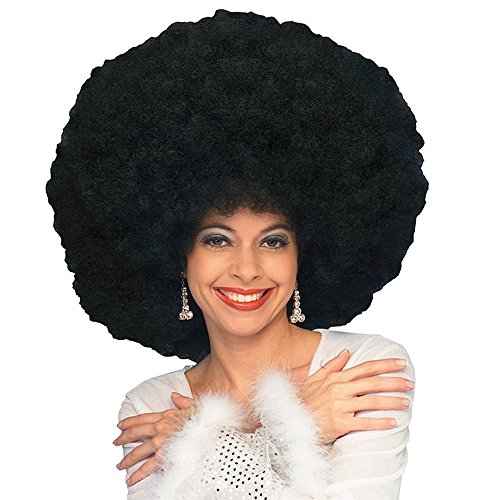 shoperama Peluca rizada afro para hombre o mujer de los años 70 Disco Queen Hippie Clown Fantasy, color: negro