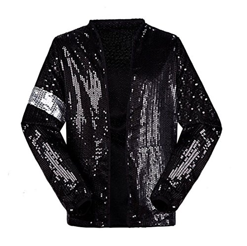 Shuanghao Tamaño Completo niño Adulto Michael Jackson Chaquetas Billie Jean Chaqueta Traje de Baile Cosplay Jackson Conjunto de Vestuario (W:25kg-30kg H:120-130cm, Chaqueta de niño)