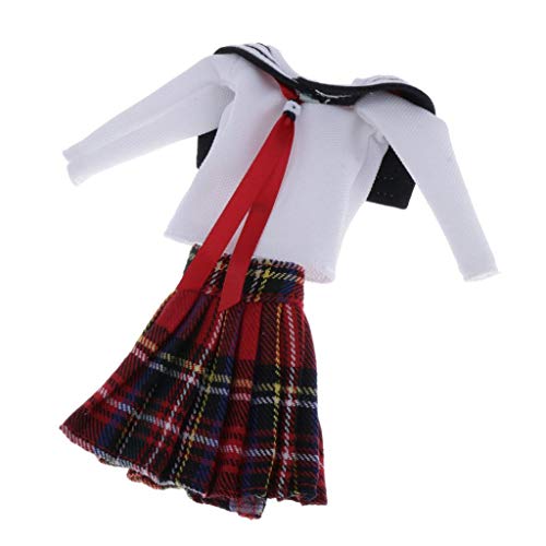 SM SunniMix Mini Lindo Uniforme Escolar Falda para 1/6 BJD de Muñecas - Falda a Cuadros