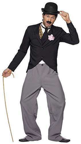 Smiffys Disfraz de estrella de los años 20, con chaqueta, pantalones, chaleco postizo y corbata, Negro, M - Tamaño 38"-40" (33830M)