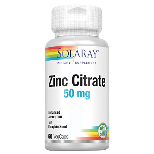 SOLARAY® Zinc Citrate 50 60 VegCaps. Contribuye al normal funcionamiento del sistema inmunitario y a la protección de las células frente al daño oxidativo. Sin gluten. Apto para veganos. SOLARAY® Zinc Citrate 50 60 VegCaps. Contribuye al normal funcionamiento del sistema inmunitario y a la protección de las células frente al daño oxidativo. Sin gluten. Apto para veganos.
