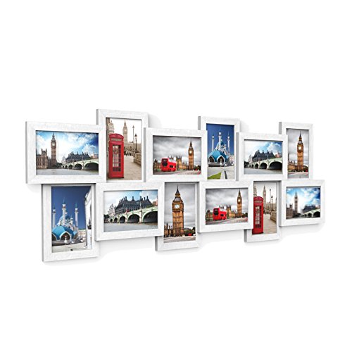SONGMICS Marco de Fotos Collage para 12 Fotos de 10 x 15 cm, Hecho de Tableros MDF, Montaje en Pared, para Galería de Fotos, Requiere Ensamblaje, Blanco RPF22W SONGMICS Marco de Fotos Collage para 12 Fotos de 10 x 15 cm, Hecho de Tableros MDF, Montaje en Pared, para Galería de Fotos, Requiere Ensamblaje, Blanco RPF22W