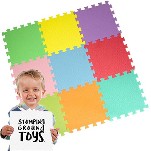 Stomping Ground Toys - 9 Alfombras Puzzle EVA Coloridas Alfombras de Foam Encajables para Actividades Infantiles en el Piso