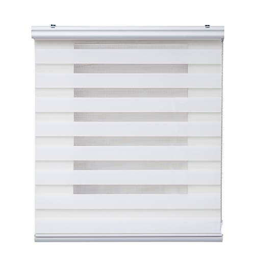 STORESDECO Estor Noche y Día Plus, Estor Enrollable con Doble Tejido para Ventanas y Puertas, Acabados Premium. (Blanco, 140 cm x 250 cm)