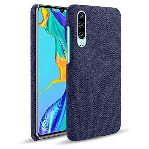 Suhctup Compatible con Huawei Honor 30 Pro Funda de Tela Tejida de Color Sólido TPU Forrada Premium de Carcasa Simple Moda Antideslizante Antigolpes Anti-arañazos Protección Caso（Azul）