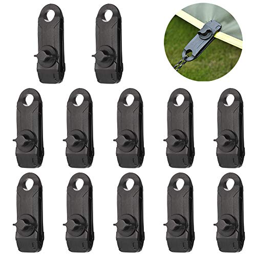 SUI-lim Windhager - 12 clips para lona, resistentes al viento, para tienda de campaña, para tensar y fijar tiendas de campaña, barcos, lonas, toldos y carteles publicitarios, color negro SUI-lim Windhager - 12 clips para lona, resistentes al viento, para tienda de campaña, para tensar y fijar tiendas de campaña, barcos, lonas, toldos y carteles publicitarios, color negro