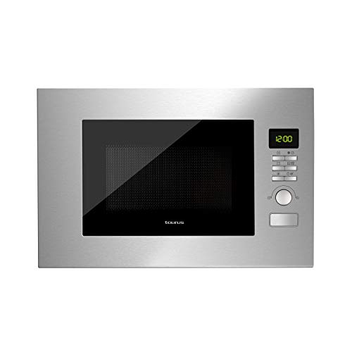 Taurus Fastwave Fused Microondas digital integrable, encastre con Grill, 700W, 20L, ModoECO, Auto-Clean, Varias funciones y programas, Revestimiento Shiny&Clean, SmartHeat 59.6x38.9x 31.8cm, Inox