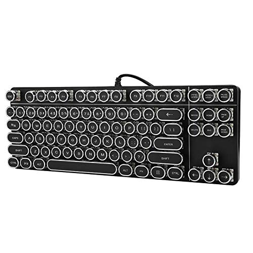 Teclado mecánico, Teclado Punk Negro para Juegos de cibercafé con Sombrero Redondo Retro, Teclas de función de Acceso Directo, Duradero y no fácil de Usar, Plug and Play, no Requiere Controlador