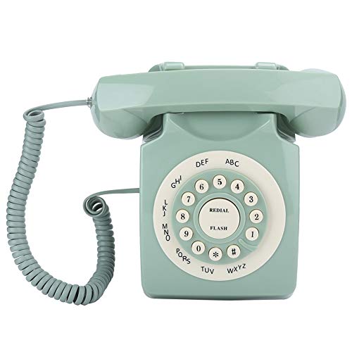 Teléfono Fijo Europeo Antiguo con función de Almacenamiento de números,Teléfono de marcación con Botones Grandes, Retro Teléfono para Oficina casa,Verde