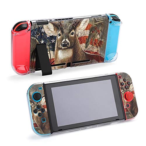 Temporada de Caza de Ciervos con Funda Protectora de Bandera de EE. UU. para Nintendo Switch, Estuche rígido, Controladores de Agarre de Mano