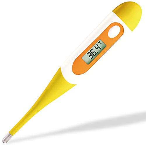 Termómetro oral rectal o axilar digital de Easy@Home para la medición de la temperatura corporal para bebés niños & adultos（Amarillo）