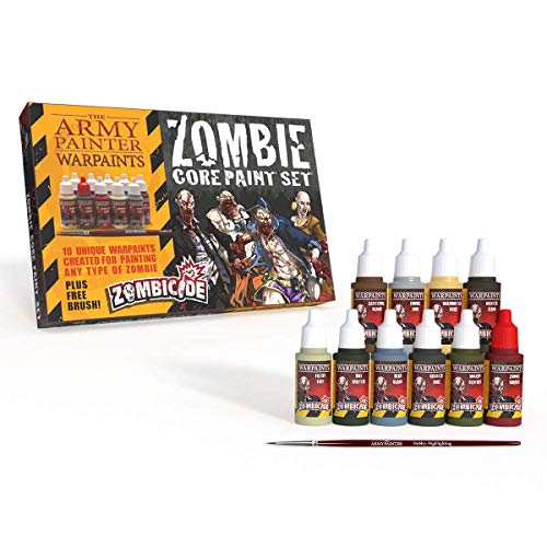 The Army Painter ? | Zombie Core Paint Set |10 Warpaints para la Pintura de todo tipo de Zombis | Incluye Pincel GRATIS | Modelado y Pintura de Figuras Miniatura