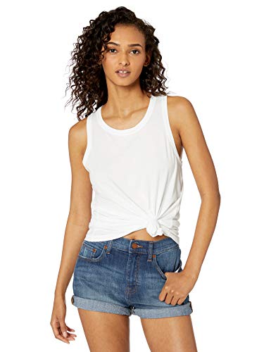 The Drop Lauren Camiseta sin mangas con escote redondo y espalda nadadora para Mujer, Blanco, XS