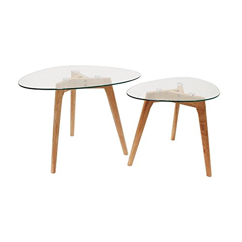 THE HOME DECO FACTORY CMHD3212 Set 2 MESAS Nido Cristal, Madera, 60 x 45 x 43 cm THE HOME DECO FACTORY CMHD3212 Set 2 MESAS Nido Cristal, Madera, 60 x 45 x 43 cm