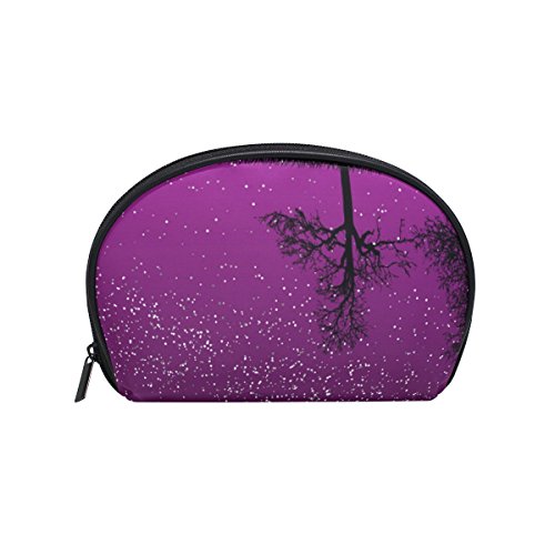 TIZORAX Night Sky Stars Comet con Land Purple bolsa de cosméticos, bolsa organizadora de viaje, bolsa de maquillaje para mujeres y niñas