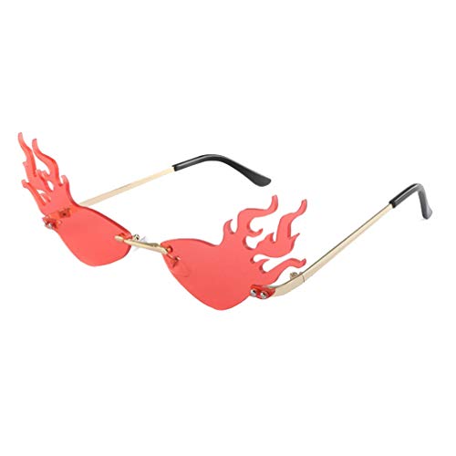 Tomaibaby Gafas de Sol de Llama de Moda Gafas con Forma de Fuego Gafas de Fiesta Accesorio de Foto Divertido (Lente Roja)