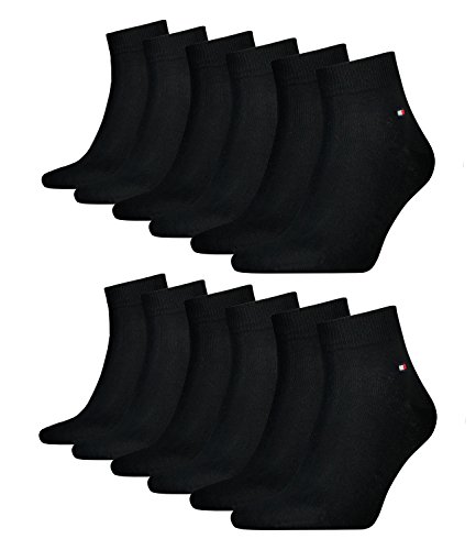 Tommy Hilfiger 342025001 - Calcetines cortos para hombre, 12 pares, talla 47-49, cantidad: 12 pares (6 paquetes de 2 unidades), color negro