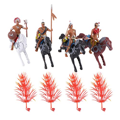 TOYANDONA 4Pcs Figuras de Indios Juguetes de Plástico Figuras de Nativos Americanos Modelo Indio Caballos de Juguete Juguetes Soldados Juguetes Accesorios de Juego para Niños Niños Niñas