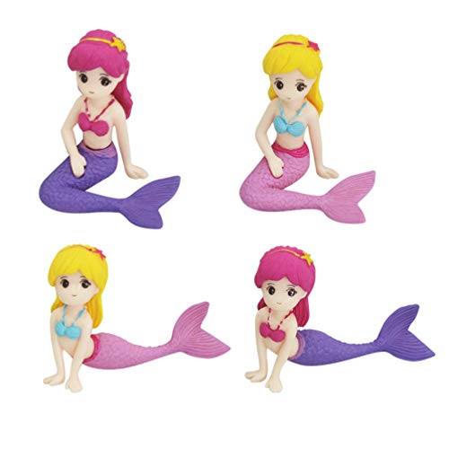 Toyvian 4 Piezas de Figuras de Sirena en Miniatura Sirena Muñeca Cake Toppers Colección de Sirena Playset para Niños Mermaid Birthday Baby Shower Party Supplies