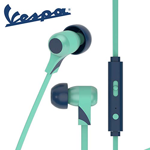 Tribe Vespa - Auriculares in-ear con cable y micrófono I In-Ear estéreo para para Iphone, Android, Movil, PS4, XBOX, PC, Computador - diseño Acquamarina