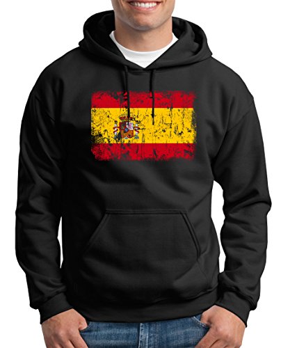 TShirt-People Sudadera con capucha para hombre con bandera vintage de España negro XXXXL