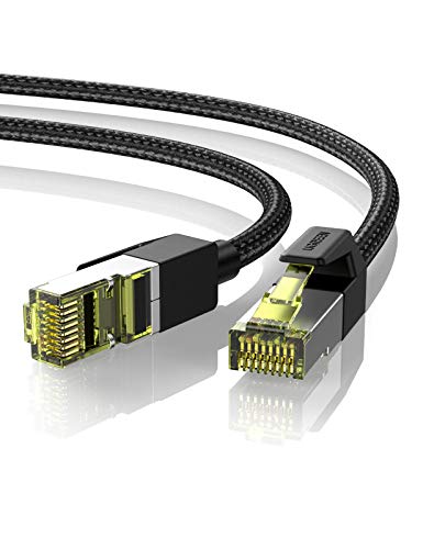 UGREEN Cable de Red Cat 7, Cable Ethernet Nylon Trenzado Cable LAN 10000Mbit/s con Conector RJ45 (10 Gigabit, 600MHz, Cable FTP) para PS5 Xbox X/S PC Macbook, Compatible con Cat 6, Cat 5, 25 Metros