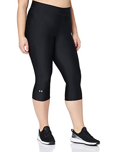 Under Armour Heatgear Armour Capri Pantalones Deportivos para Mujeres, Pantalones Transpirables, Mallas Deportivas Muy Ligeras con Corte de compresión, Black/Black/Metallic Silver (001), SM Under Armour Heatgear Armour Capri Pantalones Deportivos para Mujeres, Pantalones Transpirables, Mallas Deportivas Muy Ligeras con Corte de compresión, Black/Black/Metallic Silver (001), SM
