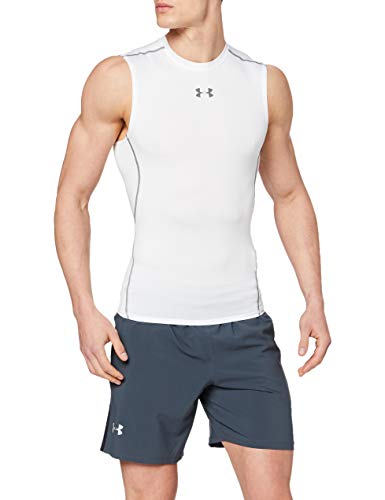 Under Armour UA HeatGear ARMOUR Sleeveless, Camiseta Sin Mangas Hombre, Blanco (White/Graphite 100), XL